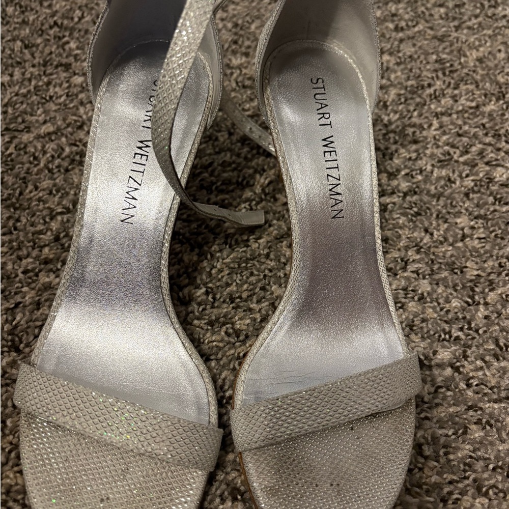 Stuart Weitzman Glittering Silver Heels